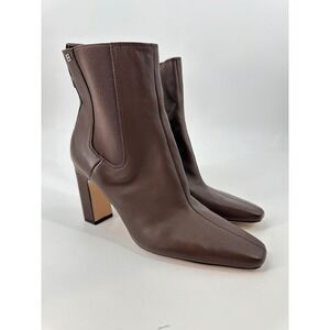 Franco Sarto Flexa Bliss Brown Leather Heeled Ankle Boots Square Toe Modern‎ 9.5